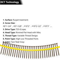 Quik Drive # Sekrup Baja DSV 8 X 1-5/8 inci, Berpita, untuk Lantai Kayu, Subfloor, Decking, Self-Drill, Kepala Persegi, Torx Drive, Flat Head, 1 Inch, Ruspet
