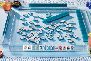 Fichas de Mahjong de Cristal Acrílico Azul Americano Moderno de Lujo, Fichas de Mahjong Let's Wander, 160 Piezas para Entretenimiento - Product Image 4