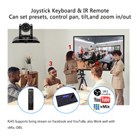 Transmisión en vivo 12X Cámara PTZ Seguimiento de IA USB y 4D Sistema de controlador de joystick SDI LAN(PoE) Conferencia Iglesia Streaming