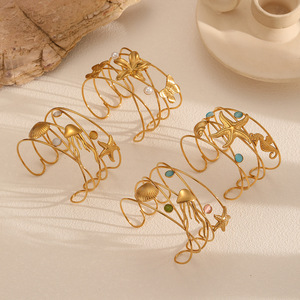 สร้อยข้อมือสแตนเลสสตีลสไตล์ทะเลสำหรับผู้หญิง ดีไซน์เก๋ไก๋สำหรับใส่ไปทะเล รูปดาวทะเล หอยสังข์ ม้าน้ำ เหมาะสำหรับงานปาร์ตี้ - Product Image 2