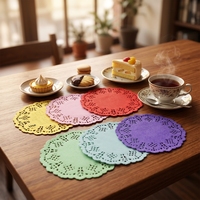 Napperons en papier coloré de qualité alimentaire 3,5 pouces certifiés EUDR, résistants à la graisse, en dentelle, écologiques, pour gâteaux, jetables, pour barbecue