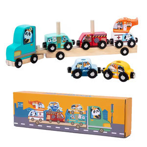 Jeu de <span class=keywords><strong>train</strong></span> en bois Montessori pour enfants, jeu amusant de lacer et de filer des perles, jouets pour bébés, blocs de construction de voitures, jouets éducatifs précoces - Product Image 1