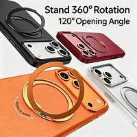 Étui de téléphone en cuir de silicone premium pour iPhone 18 Pro Max avec support métallique rotatif à 360° et cadre d'objectif en alliage à fixation magnétique