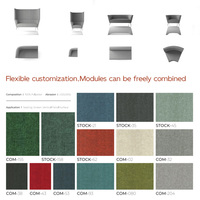 Ensemble de canapés modulaires sectionnels pour réception, design lounge, mobilier commercial rembourré en tissu pour hall d'hôtel
