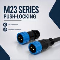 Connecteur hybride étanche M23 2+1+5 broches IP67 50A 300V, Combo Alimentation et Signal, Prise à bride carrée pour batterie de vélo électrique