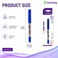 Stylo gel bleu à pointe fine Bachang BC-8515 0,5 mm, écriture fluide, prise en main confortable, école, bureau, maison, vente en gros, OEM
