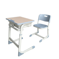 Ensemble bureau et chaise scolaire individuels durables, structure métallique robuste, table et chaise d'étude réglables pour enfants, idéal pour l'éducation secondaire