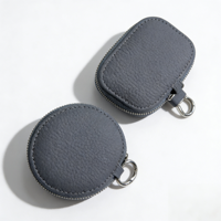 Étui en cuir avec logo personnalisé, miroir intégré, mini pochette de luxe pour cosmétiques et écouteurs, emballage personnalisé
