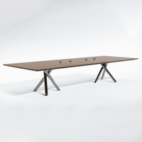 Table de Conférence Exécutive Moderne Grande Table de Réunion Plateau en MFC Grade E0 avec Alimentation Intégrée pour Bureau, Salle de Conseil, École, Bois