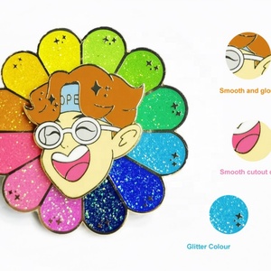 Pin de solapa de esmalte giratorio con purpurina, diseño personalizado, de dibujos animados, moderno y bonito, venta al por mayor del fabricante Oneway - Product Image 4