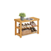 Meuble à chaussures moderne minimaliste en bois à double niveau, gain de place et adapté à l'entrée et au salon