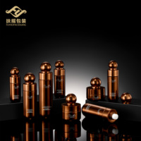 Ensemble de flacons cosmétiques en verre bronze de luxe, flacon de lotion pour soins de la peau, flacon d'essence, pot de crème, emballage cosmétique vide, bouchon rond, logo personnalisé