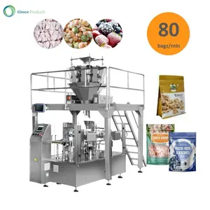 Machine d'emballage rotative entièrement automatisée à grande vitesse pour sachets debout pour aliments congelés de 1kg avec peseuse multi-têtes