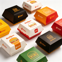 Boîte à hamburger en papier kraft mat écologique, résistante, jetable, résistante à la graisse, avec logo de marque personnalisé, emballage alimentaire