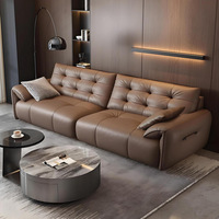 Sofá Moderno Minimalista de Estilo Italiano, Ultra Minimalista, de Cuero Genuino, de Líneas Rectas, para Espacios Pequeños, Móvil, con Garantía de 35 Años