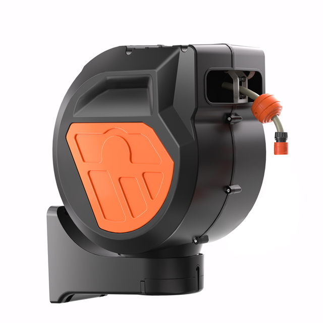 High-Strength Matte PVC Wall-Mounted Automatic Retractable Garden Hose Reel Organizer 180 Rotation CNS for Lawn Irrigation
