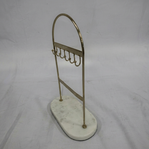 Brass Jewelry Stand With Marble Base Minimalist Design Indoor Tabletop Home Decor Bathroom Accessory Multi Functional - Product Image 1