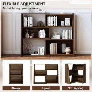 Bibliothèque extensible <span class=keywords><strong>en</strong></span> <span class=keywords><strong>bois</strong></span> moderne à 3 niveaux - <span class=keywords><strong>Étagère</strong></span> de rangement pour salon, idéale pour les petits espaces ou les coins - Product Image 2