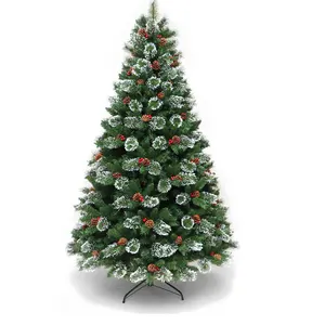 批发高品质最好的家庭圣诞节装饰供应商绿色人造混合PE PVC雪圣诞树
