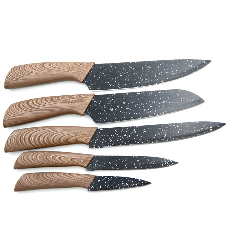Factory Wholesale Stainless Steel Painting Blade 5PCS Kitchen Knife Set With TPR Handle