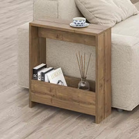 Table d'appoint moderne minimaliste en bois massif avec alimentation électrique, multi-niveaux, sur pied, pour salon et canapé