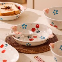 Joli bol à yaourt en céramique sous glaçure de haute qualité, vaisselle domestique, assiette, plat à soupe, plat à nouilles, ensemble de bols à mélanger avec cuillère