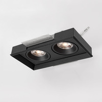 Plafonnier LED encastré carré sans cadre, style nordique moderne, aluminium, 2*8W, double tête, orientable, pour la maison et le bureau