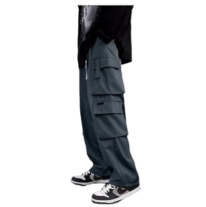 Men's Casual Comfortable 100% Cotton <b>Straight</b>-<b>Leg</b> <b>Cargo</b> Pants Button Fly Mid Waist Colored Wash Anti-Pilling for All Occasions - Product Image 1