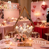 Lustre en cristal Oler pour événements et banquets, centre de table en métal doré avec diamants pour réception de mariage