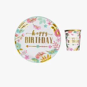 Birthday Party Series Paper Tray 100% Food Grade Paper Disposable Paper Dining Tray Party Paper Plates Disposable Party Plate