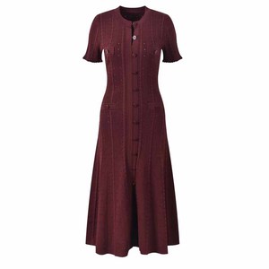 Abiti da maglione lungo in maglia <span class=keywords><strong>a</strong></span> maniche corte monopetto stile estivo - Product Image 1