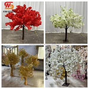 Árbol de flor de cerezo rojo artificial suave, flor de cerezo ornamental, centro de mesa de árbol pequeño para decoración de boda - Product Image 4
