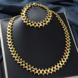 Conjunto de collar y pulseras unisex al por mayor, chapados en oro, con cadena de eslabones y adornos esféricos, finos, uniformes y luminosos. - Product Image 4