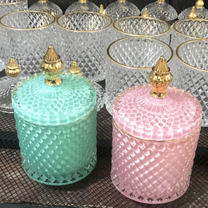 Lọ Nến Màu Pha Lê Chuông Thủy Tinh Hình Lục Giác Màu Hồng Nhạt Nhạt Màu Pastel Kỳ Lạ Nhỏ Tuyệt Vời - Product Image 2