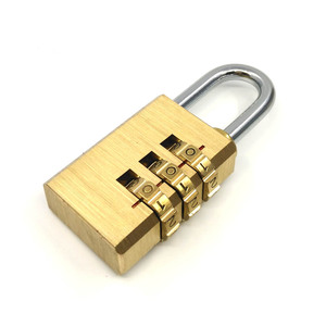 Brass Combination Padlock 28mm 3-Wheel Resettable Password <b>Lock</b> For <b>Suitcase</b> And Courtyard Gate - Product Image 1
