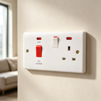 Enchufe de Pared Personalizado de Fábrica OEM, Interruptor de Cocina de 45A con Indicador de Neón, Tomacorriente de 13A