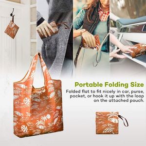 Sac fourre-tout pliable personnalisé avec logo, grande capacité, poignées longues, sacs de courses écologiques pour les voyages, cadeaux, sacs fourre-tout - Product Image 3