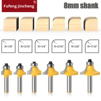 Juego de fresas para router, cortador de esquinas redondeadas, carburo recubierto de TiAlN, 2 filos, cuchilla para máquina de recortar, cuchilla para redondear 8*19.05 Hunan
