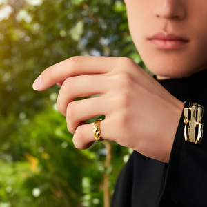 Fashion <b>Rings</b> 316L Stainless Steel PVD Gold Plating Sustainable Resistant <b>Statement</b> <b>Ring</b> for Women Men Jewelry - Product Image 3