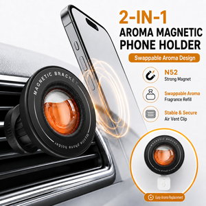 Diffuseur de parfum pour voiture avec support magnétique pour télé<span class=keywords><strong>phone</strong></span>, aimants N52 double couche, fixation sur grille d'aération, recharge aromathérapie, logo personnalisé - Product Image 1