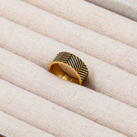 Fenny 18 Karat vergoldet Großhandel Mode Vintage geometrische Diagonal Loop Band Edelstahl Fingerring Trendy für Frauen