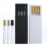 SUMEEAR 10 ml Flacons de Parfum en Verre Paquet de Trois Échantillons Rechargeables Atomiseurs Pompes avec Boîte en Papier Personnalisée LOGO Forme Plate