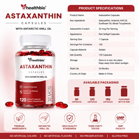 Capsules d'astaxanthine à base d'extraits végétaux naturels en gros, dosage personnalisé, emballage avec logo de marque privée, complément alimentaire en gélules molles