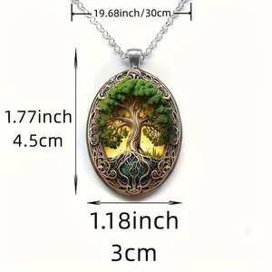 Collier pendentif en alliage de zinc et verre Life Tree - Product Image 1