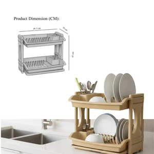 Escurridor de Platos Multicolor de Diseño Tradicional y Sencillo con Bandeja de Agua y Base Hueca para Almacenamiento en Encimera - Product Image 2