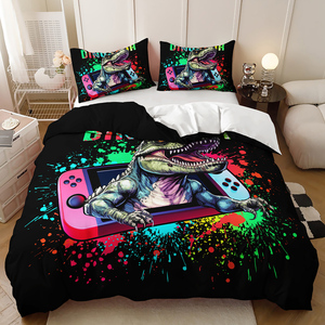 Juego de Ropa de Cama <span class=keywords><strong>Infantil</strong></span> Feelyou con Diseño de Dinosaurios de Dibujos Animados, Funda Nórdica con Diseño de Dinosaurios de la Selva para Decoración de Habitaciones - Product Image 2