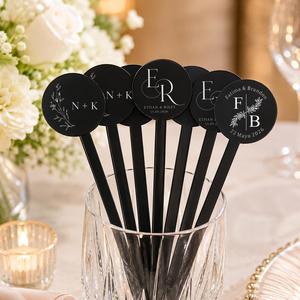 Agitadores de Bebidas de Acrílico para Bodas, Palitos Personalizados para Cócteles con Nombres y Fecha, Decoración para Despedida de Soltera - Product Image 2