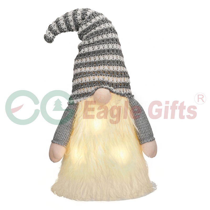 EAGLEGIFTS Led Luz De Pelúcia De Natal Recheado Pré Lit Tree Topper Fada Santa Gnome Animado Árvore De Natal Topper