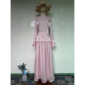 Nuovo Abito Lungo da Sera Rosa Elegante con Perline in Vita e Pieghe, Stile <span class=keywords><strong>Palazzo</strong></span> Francese, Maniche a Lanterna, Collezione Primavera 2026 - Vendita all'Ingrosso - Product Image 6