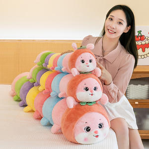 Nuevo colorido peluche <span class=keywords><strong>manzana</strong></span> insecto oruga almohada muñeca Transformable dormir Animal juguete regalo perfecto para niños - Product Image 6